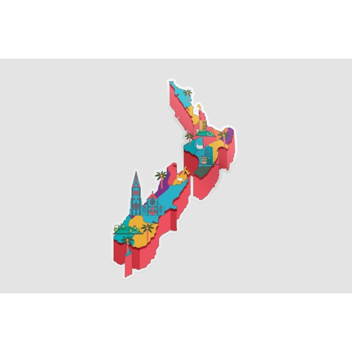 New Zealand Map Style 7 Sticker - DecalsHouse