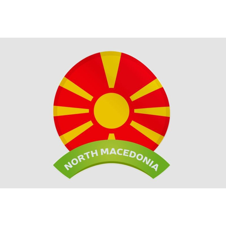North Macedonia Flag Style 2 Sticker - DecalsHouse