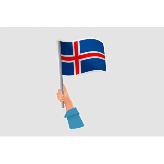 Iceland Hand Flag Style 2