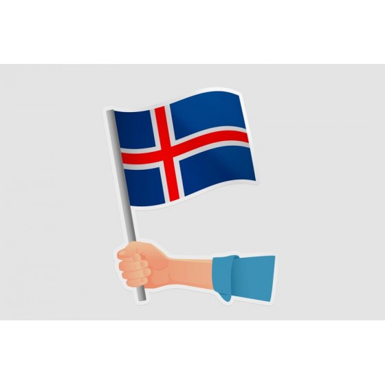 Iceland Hand Flag