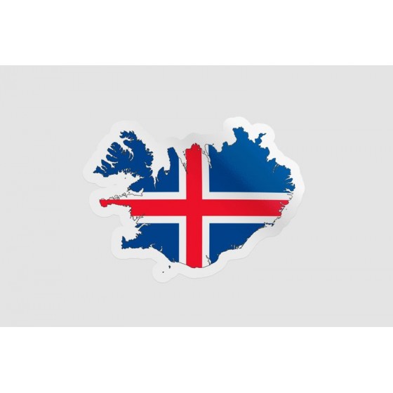 Iceland Map Flag Style 4