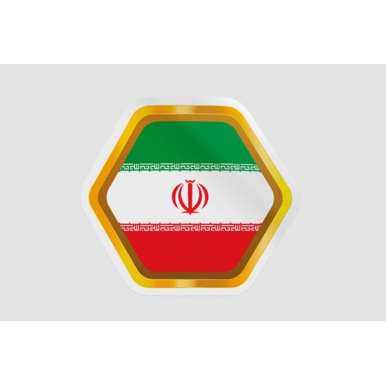 Iran Flag Golden Badge Style 2