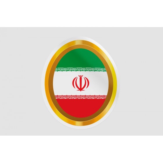 Iran Flag Golden Badge Style 7