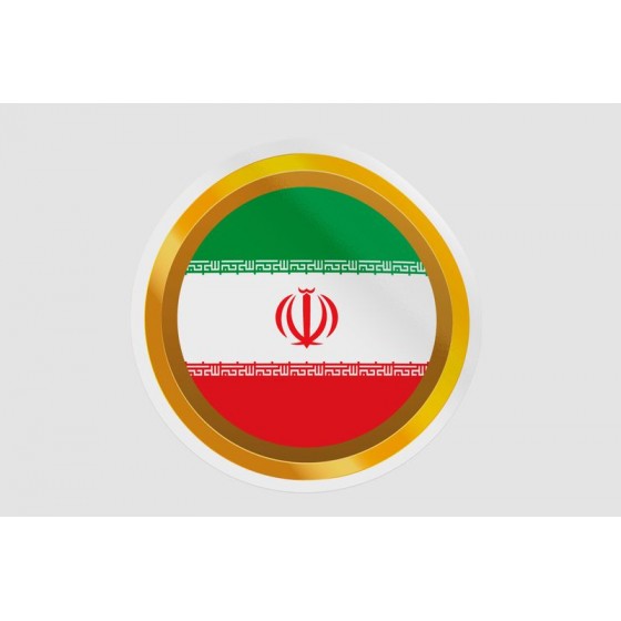 Iran Flag Golden Badge Style 9
