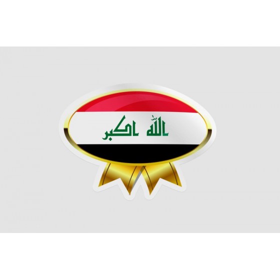 Iraq Flag Golden Badge Style 2