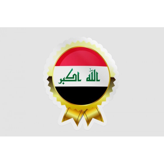 Iraq Flag Golden Badge Style 3