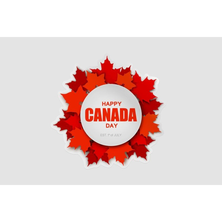 Red Canadian Maple Leaves With Lettering Happy Canada Day Sticker - DecalsHouse