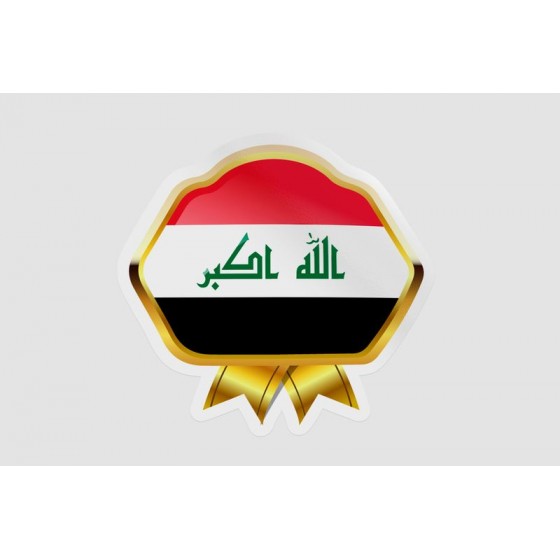 Iraq Flag Golden Badge Style 8