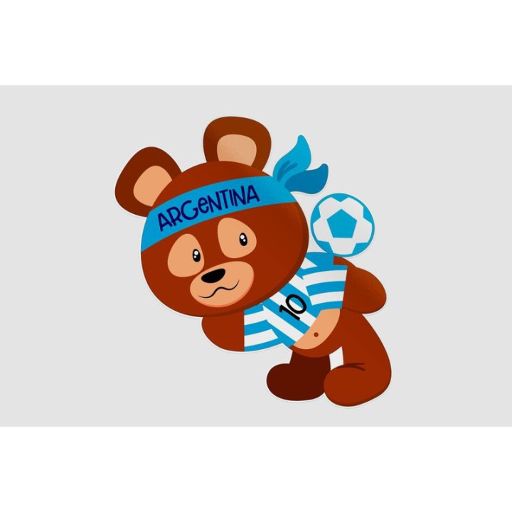 Soccer Teddy Bear Argentina Sticker - DecalsHouse