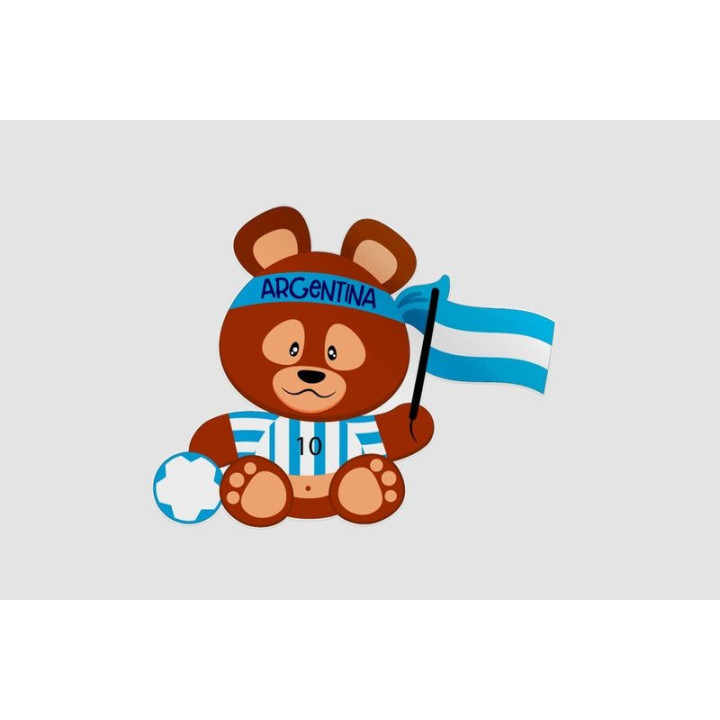 Soccer Teddy Bear Argentina Style 2 Sticker - DecalsHouse