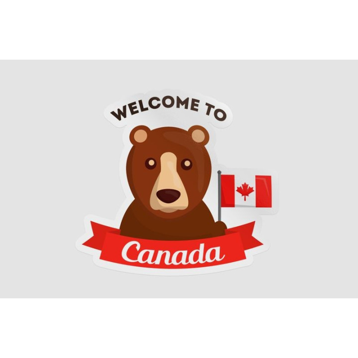 Welcome To Canada Grizzly Bear Style 4 Sticker - DecalsHouse