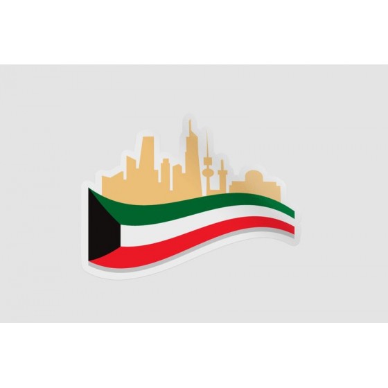 Kuwait Flag Style 11 Sticker