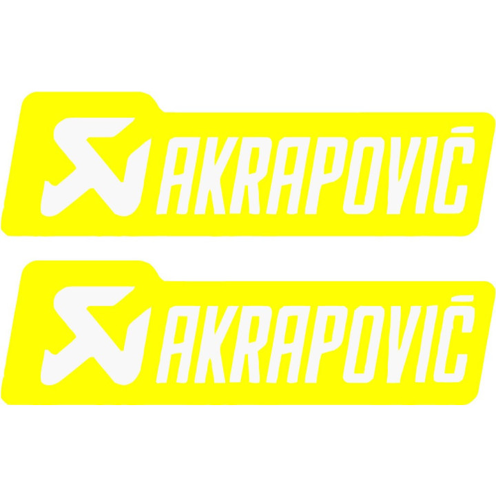 2x Akrapovic Logo Yellow [Converted] Stickers Decals - DecalsHouse