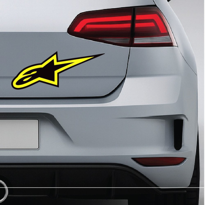 2x Alpinestars Logos Style 2 Yellow Stickers Decals - DecalsHouse