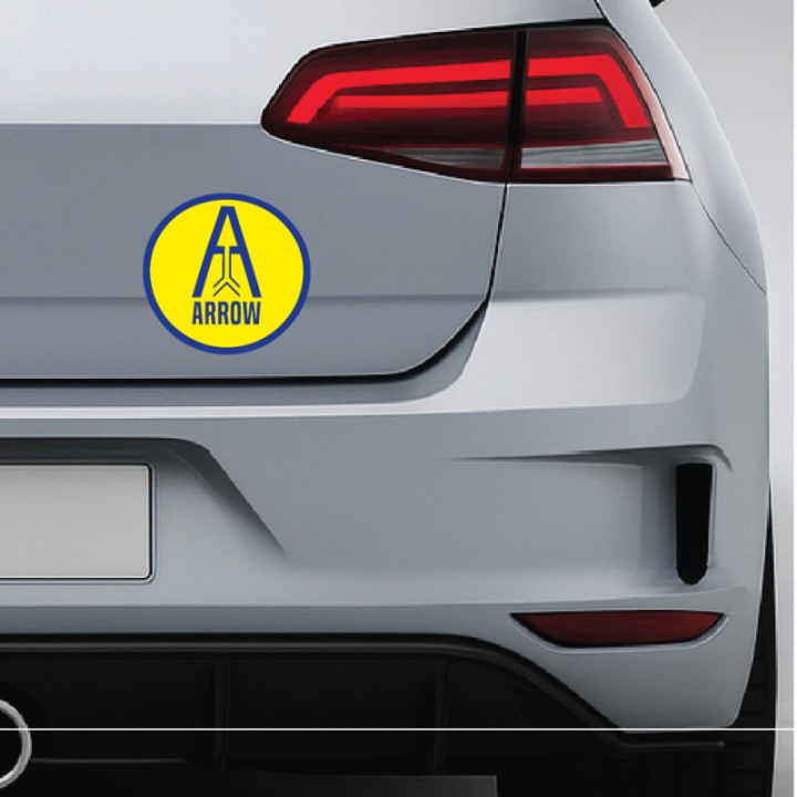 2x Arrow Exhaust Logo Round Stickers Decals - DecalsHouse