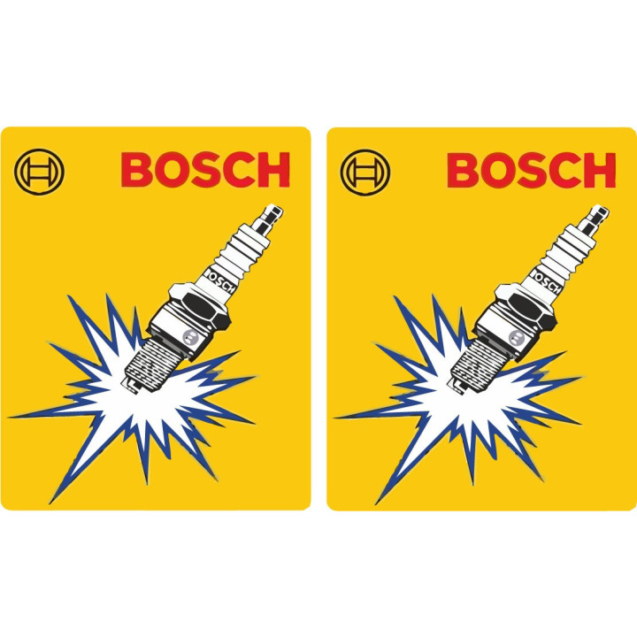 2x Bosch Spark Plugs Style 2 Stickers Decals - DecalsHouse