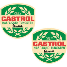 Castrol Vespa Stickers – Classic Scooter Sponsor Decals (2-Pack)
