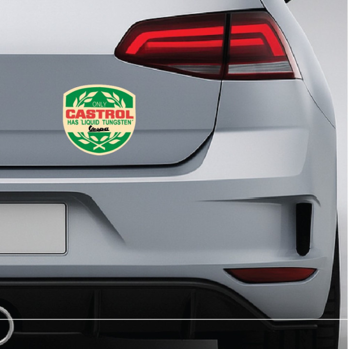 Castrol Vespa Stickers – Classic Scooter Sponsor Decals (2-Pack)