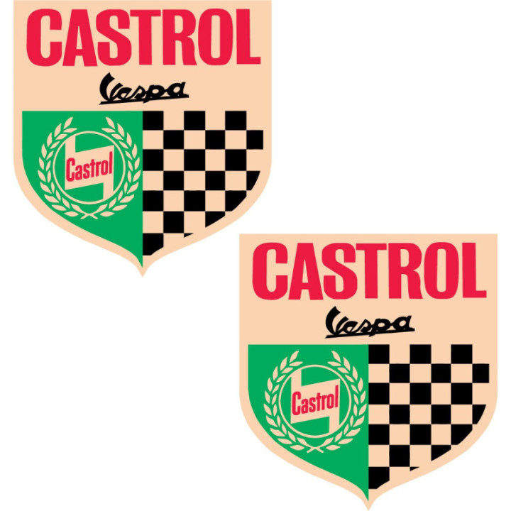 2x Castrol Vespa Style 2 Stickers Decals - DecalsHouse