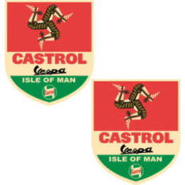 Castrol Vespa Stickers Style 3 – Scooter Sponsor Decals (2-Pack)