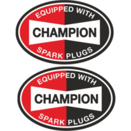 2x Champion Spark Plug Style 2 Stickers Decals - DecalsHouse