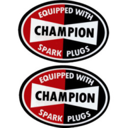 Champion Spark Plugs Stickers – Ignition Sponsor Racing Decals (2-Pack)