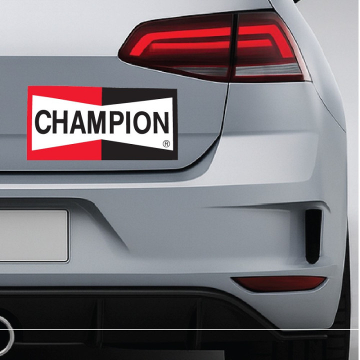 Champion Stickers – Spark Plug Racing Motorsport Sponsor Decals (2-Pack)