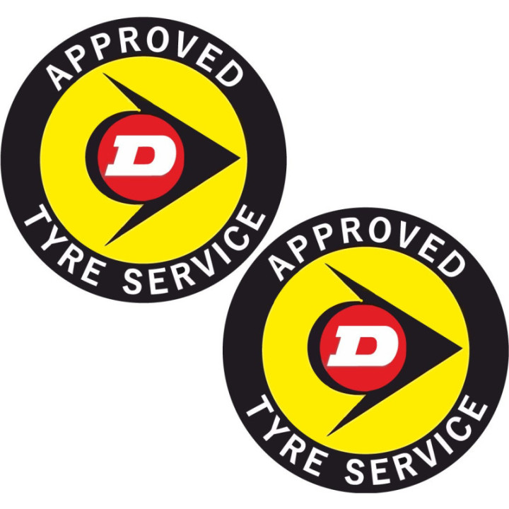 2x Dunlop Approved Tyre Service Stickers Decals - DecalsHouse