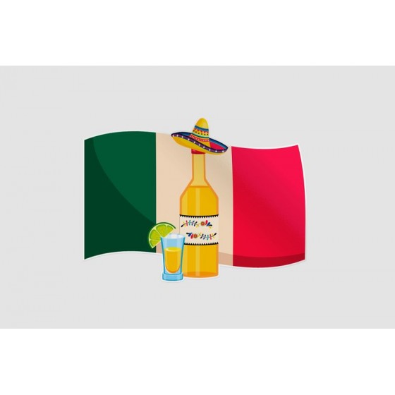 Mexico Flag Style 52 Sticker