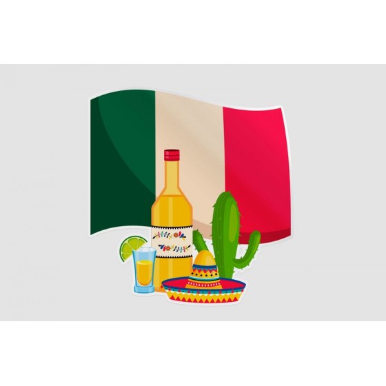 Mexico Flag Style 53 Sticker