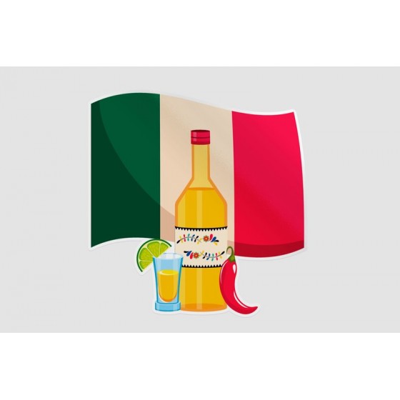 Mexico Flag Style 55 Sticker