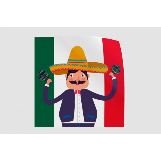 Mexico Flag Style 64 Sticker
