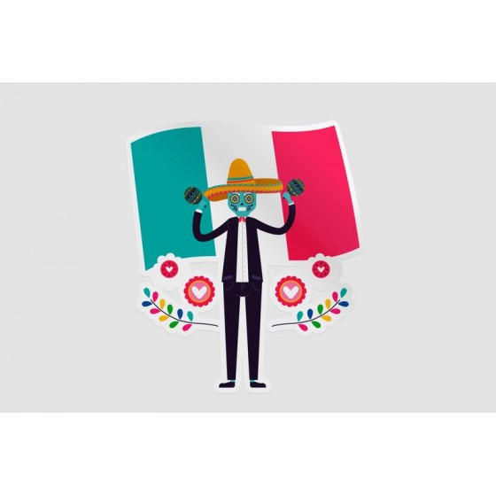 Mexico Flag Style 66 Sticker