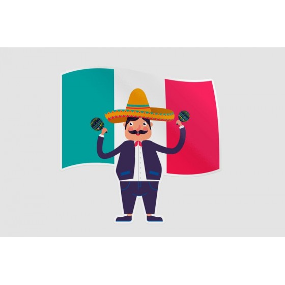 Mexico Flag Style 68 Sticker