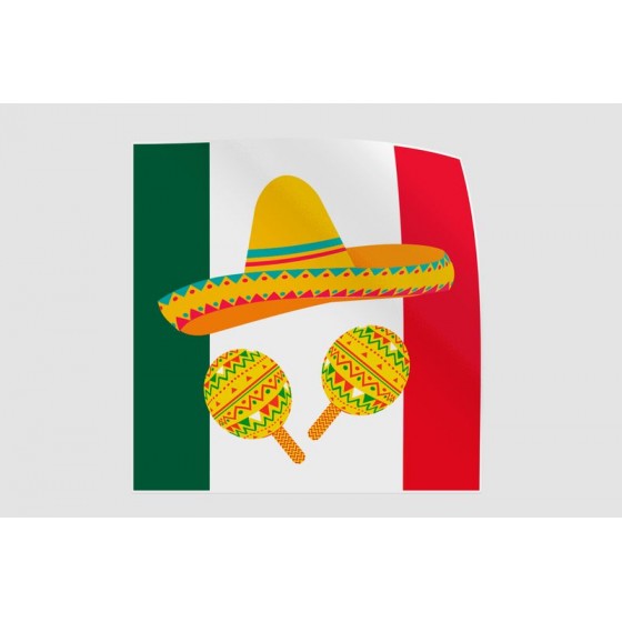 Mexico Flag Style 70 Sticker