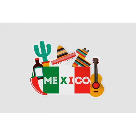 Mexico Flag Style 71 Sticker