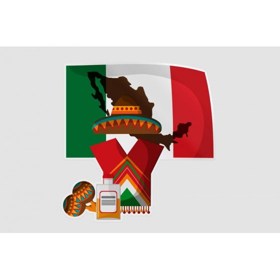 Mexico Flag Style 82 Sticker