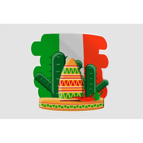 Mexico Flag Style 90 Sticker