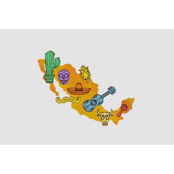 Mexico Map Style 33 Sticker