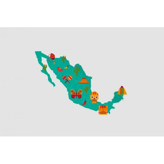 Mexico Map Style 41 Sticker