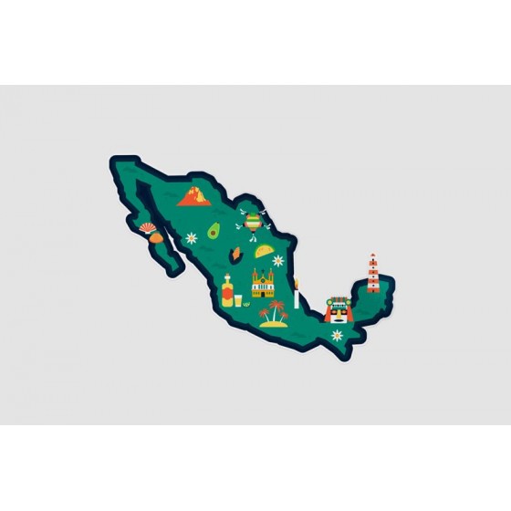 Mexico Map Style 42 Sticker