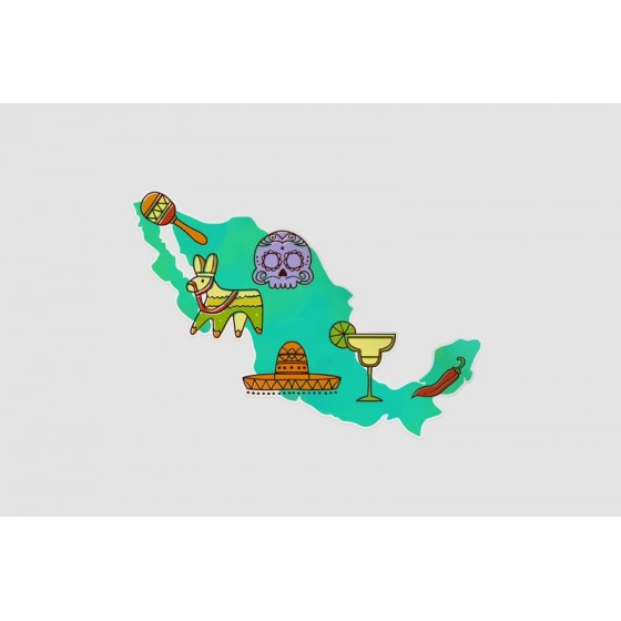 Mexico Map Style 43 Sticker