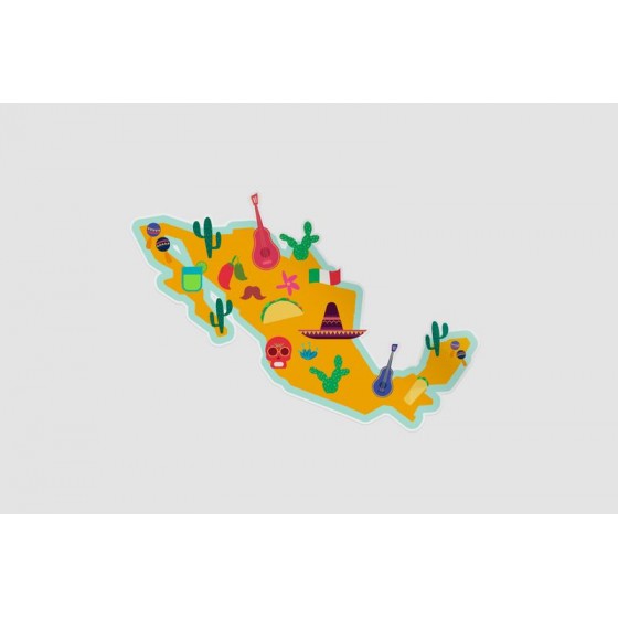 Mexico Map Style 58 Sticker