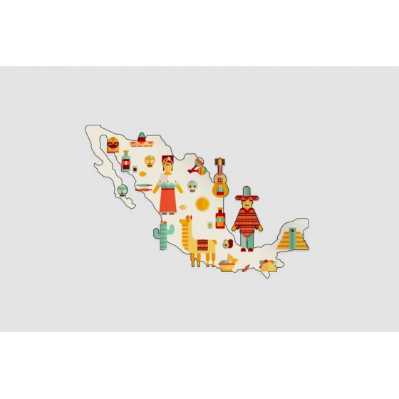 Mexico Map Style 59 Sticker