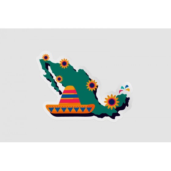 Mexico Map Style 62 Sticker