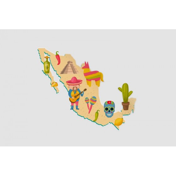 Mexico Map Style 68 Sticker