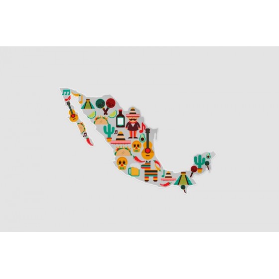 Mexico Map Style 70 Sticker