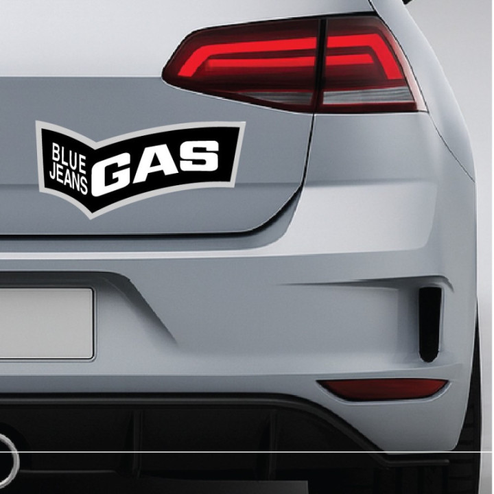 2x Gas Blue Jeans Dark Stickers Decals - DecalsHouse