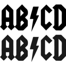 AB/CD Rock Parody Stickers – AC/DC Style Decals (2-Pack)