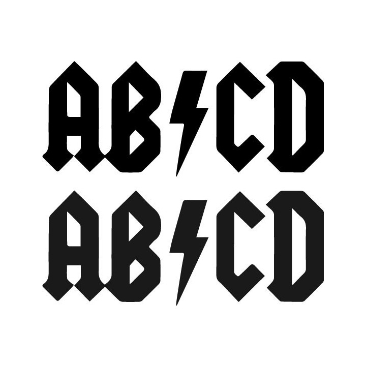 AB/CD Rock Parody Stickers – AC/DC Style Decals (2-Pack)